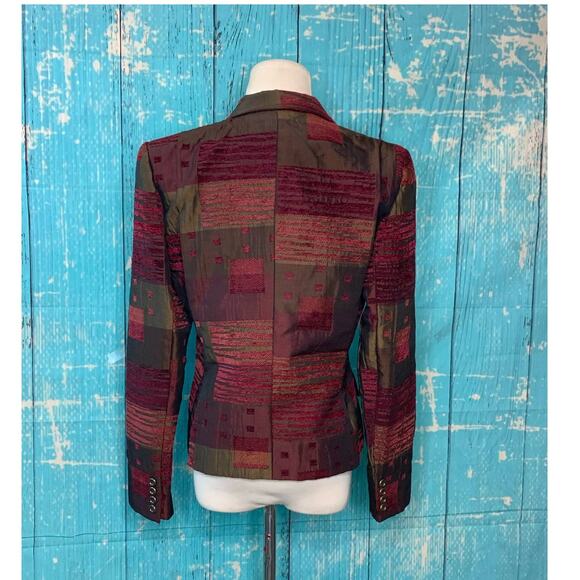 Harve Benard patchwork 2 buttons lined blazer size 8 - Picture 2 of 7